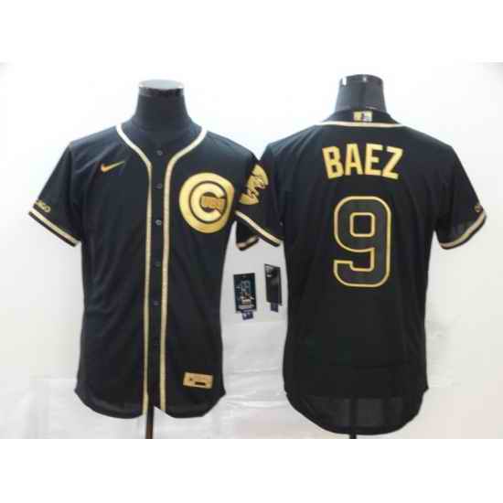 Cubs 9 Javier Baez Black Gold Nike Flexbase Jersey